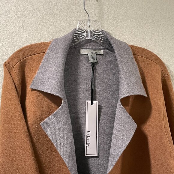 (NWT) BY DESIGN "Lexi" Long Sleeve Two Tone Open Front Cardigan, Brown/Gray - XL - Picture 3 of 8